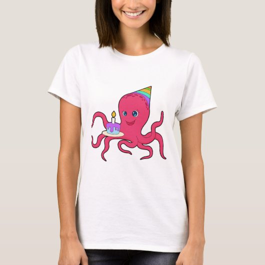タコの誕生日ケーキ Tシャツ (正面)