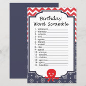 タコの誕生日ワードスクランブルゲーム (正面/裏面)