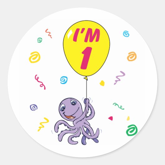 タコの誕生日 ラウンドシール (正面)