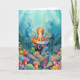 タコの誕生日 海の生物 水棲生物 魚 カード