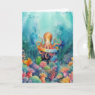タコの誕生日 海の生物 水棲生物 魚 カード