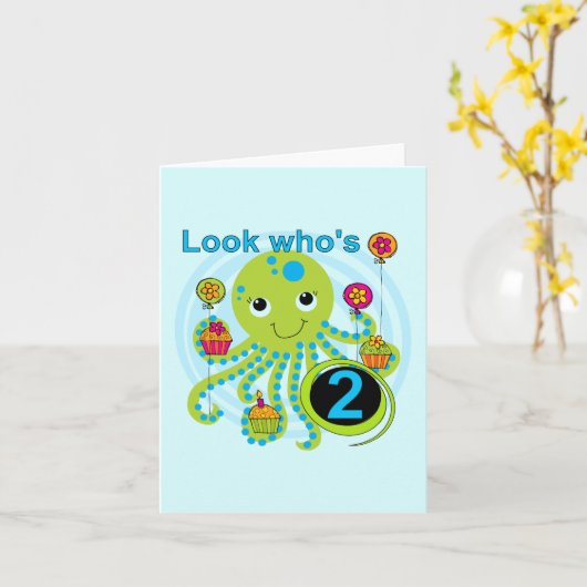 タコの誕生日Tシャツとギフト カード (黄色い花)