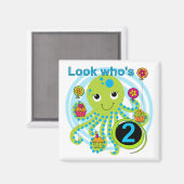 タコの誕生日Tシャツとギフト マグネット (正面/裏面)