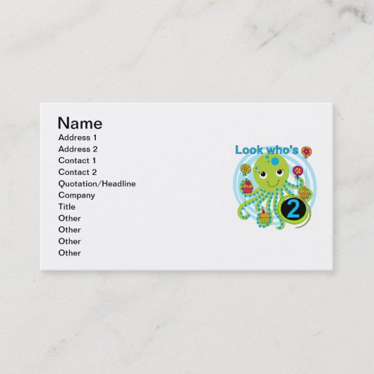 タコの誕生日Tシャツとギフト 名刺 (正面)