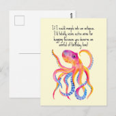 タコの追加の腕でハグしよう 遊び心あふれる誕生日 ポストカード (正面/裏面)