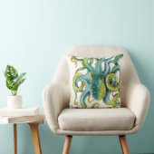 タコの青い水彩画の芸術 クッション (椅子)