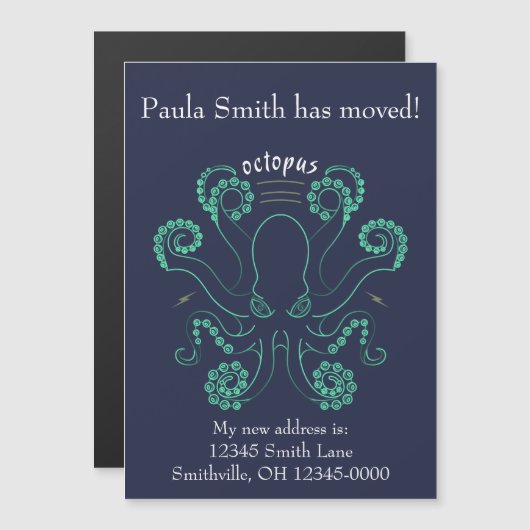 タコの頭足類の触手が動く マグネット招待状 (正面/裏面)