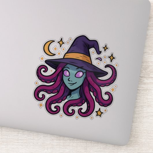 タコの髪の魔女ハロウィンステッカー シール (詳細)