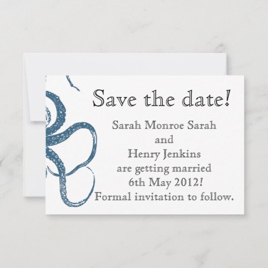 タコのSave the Dateカード 招待状 (裏面)