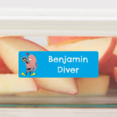 タコはダイバーの漫画のユーモアを抱パーソナライズされたく ラベル (貼付)