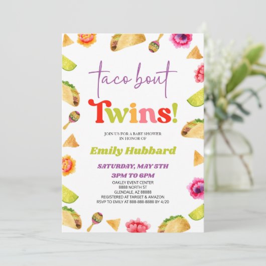 タコは双子だ！フィエスタベビーシャワー 招待状 (スタンド正面)