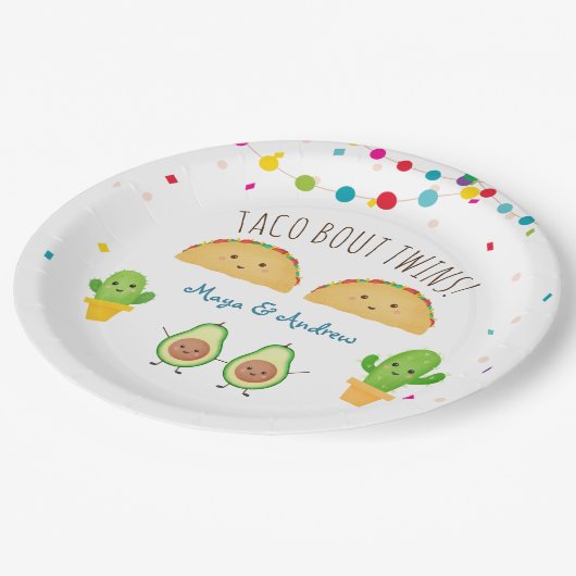 タコは双子を！フィエスタテーマツインベビーリビールイン ペーパープレート (アングル)