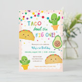 タコは大きい1を取る – フィエスタテーマ誕生日 招待状 (スタンド正面)