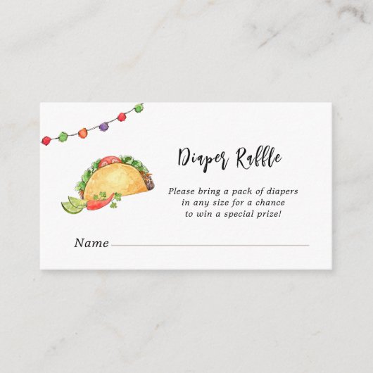 タコは赤ちゃんシャワーおむつラッフルを取る エンクロージャーカード (正面)