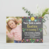 タコは、黒板の誕生日の招待状についてのパーティー 招待状 (スタンド正面)