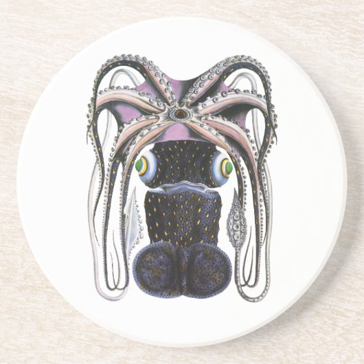 タコまたはジャンボイカ, ヴィンテージ海洋生物動物 コースター (正面)