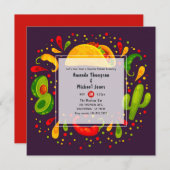 タコをテーマにしたカップルのシャワー 招待状 (正面/裏面)