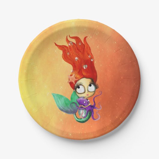 タコを持つ不気味な人魚 ペーパープレート (正面)