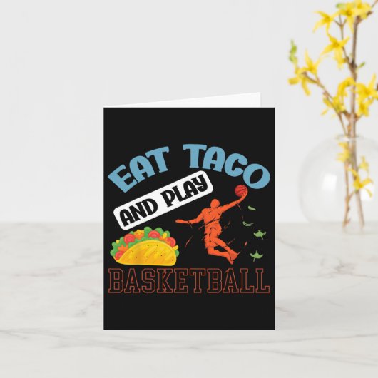 タコを食べてバスケットボールで遊ぼう メキシコ シンコ・デ・マヨ カード (黄色い花)