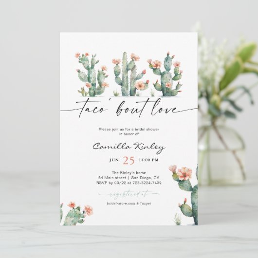 タコアウトラブサボスフローラブライダルシャワー 招待状 (スタンド正面)