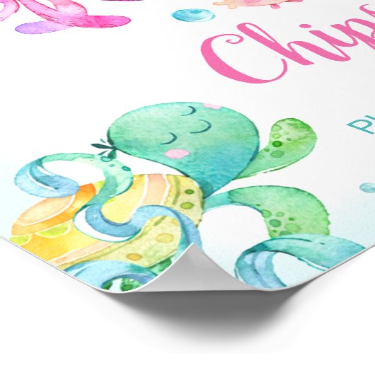 タコアンダーザシークリーチャー誕生日標識 ポスター (角)