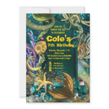 タコアンダーザシーマーメイドパーティー招待状