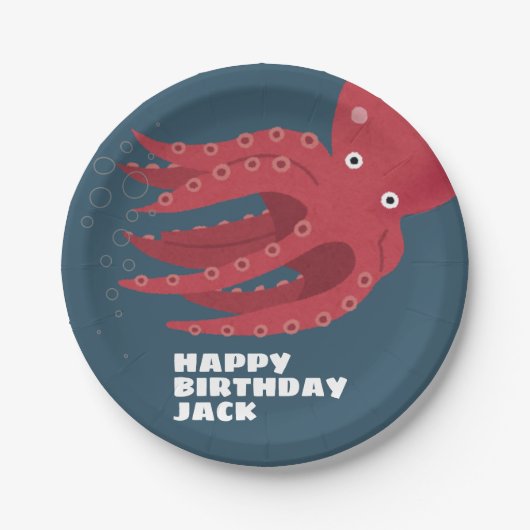 タコアンダーシーテーマの誕生日 ペーパープレート (正面)