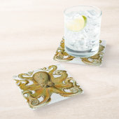 タコアンティークイラストレーションシーモンスター ガラスコースター (アングル)