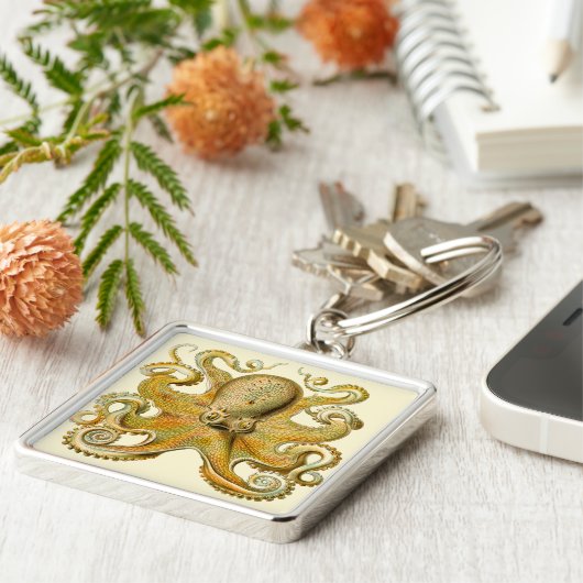 タコアンティークイラストレーション海の怪獣 キーホルダー (側面)