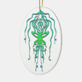 タコイカのトライバルタトゥー抽象デザイン セラミックオーナメント (左)