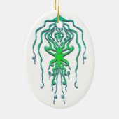タコイカのトライバルタトゥー抽象デザイン セラミックオーナメント (裏面)