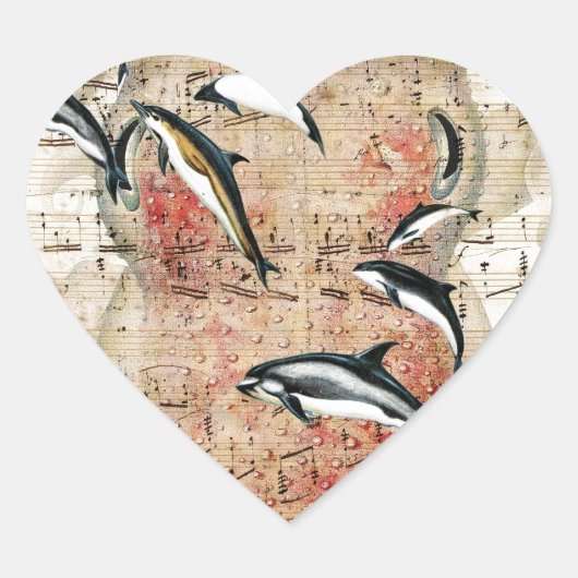 タコイルカのコラージュ ハートシール (正面)