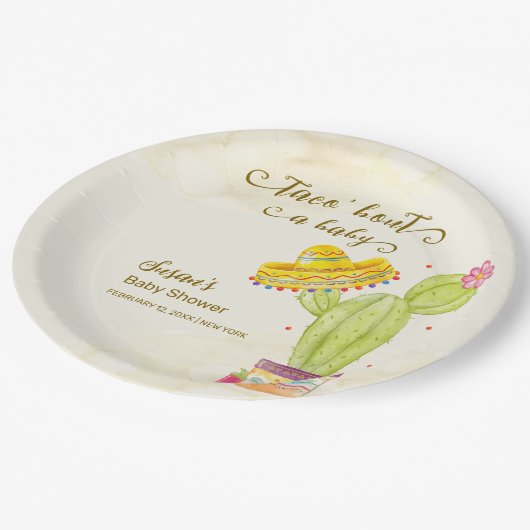 タコウォーターのベビーの色サボテンの赤ちゃんシャワー ペーパープレート (アングル)