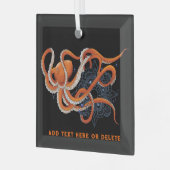 タコオレンジマンダラブルー ガラスオーナメント (正面左)