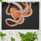 タコオレンジマンダラブルー キッチンタオル (折り畳み)