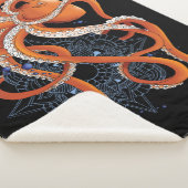 タコオレンジマンダラブルー シェルパブランケット (3/4)