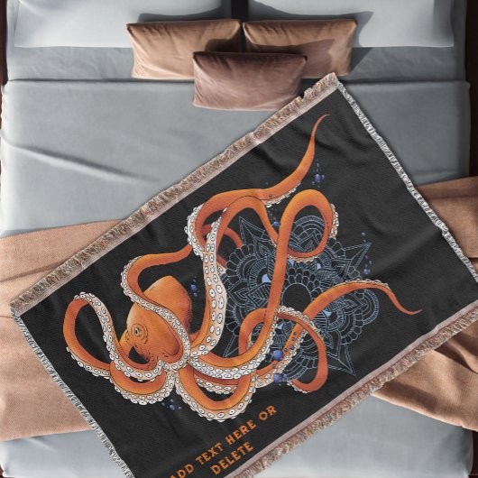 タコオレンジマンダラブルー スローブランケット
