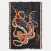 タコオレンジマンダラブルー スローブランケット (正面縦)