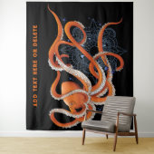 タコオレンジマンダラブルー タペストリー (インサイチュ)