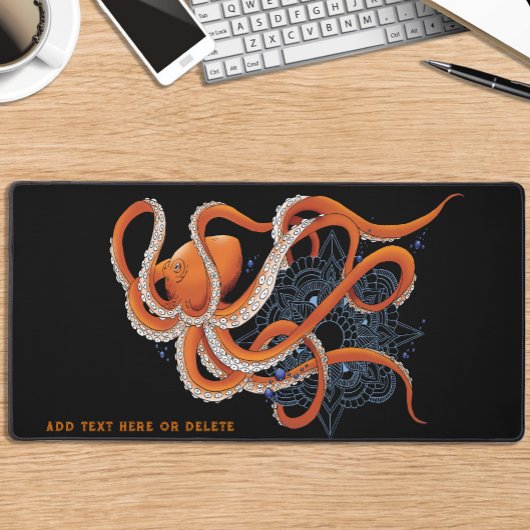 タコオレンジマンダラブルー デスクマット
