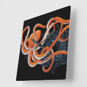 タコオレンジマンダルブルー スクエア壁時計 (傾斜)