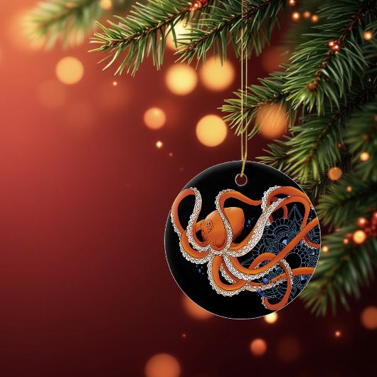 タコオレンジマンダルブルー セラミックオーナメント