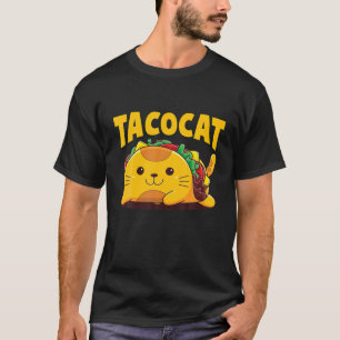タコカおもしろいットのスペルは逆Cat Taco Mexican Tシャツ