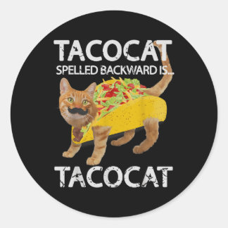 タコカおもしろいットキャットタコラバーティー子猫タコスシャツ ラウンドシール
