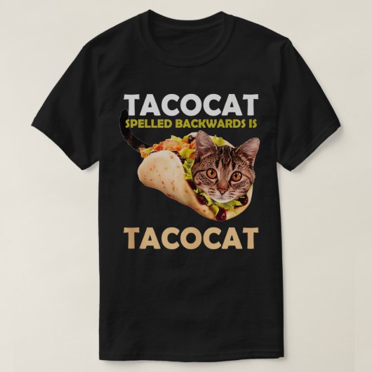 タコカおもしろいット猫スペリングのバックウォーのかわいい Tシャツ (デザイン正面)