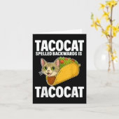 タコカの後ろおもしろいにスペルされた猫のギフト男性Wome カード (黄色い花)