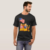 タコカットサングラスおもしろいアメリカ国旗7月4日 Tシャツ (正面フル)