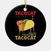 タコカットスペリング後ろ向きタコス猫Cinco De Mayo セラミックオーナメント (正面)