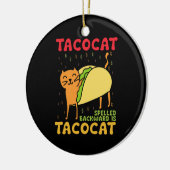タコカットスペリング後ろ向きタコス猫Cinco De Mayo セラミックオーナメント (左)