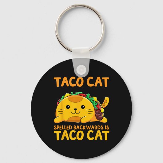 タコカットスペリング後向きシャツTaco Cat Cinco De キーホルダー (正面)